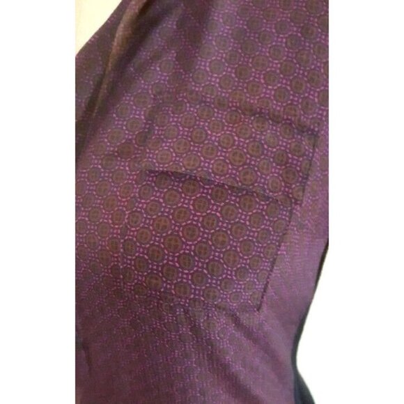 Aritzia BABATON silk blend navy & purple long sleeve V neck top blouse tunic - Picture 3 of 11